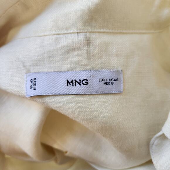 MNG Mango Longline Linen Button-Up Shirt, large - Picture 9 of 9